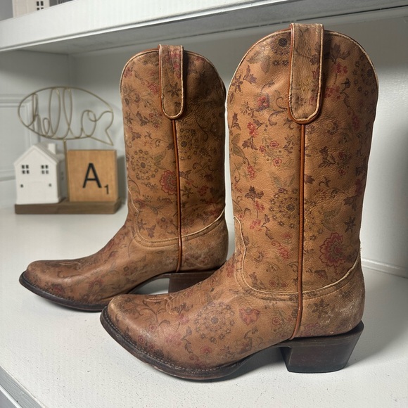 Shyanne Shoes - Shyanne Floral Western Cowboy Boots Women’s 10M Leather Cowgirl Boho Festival